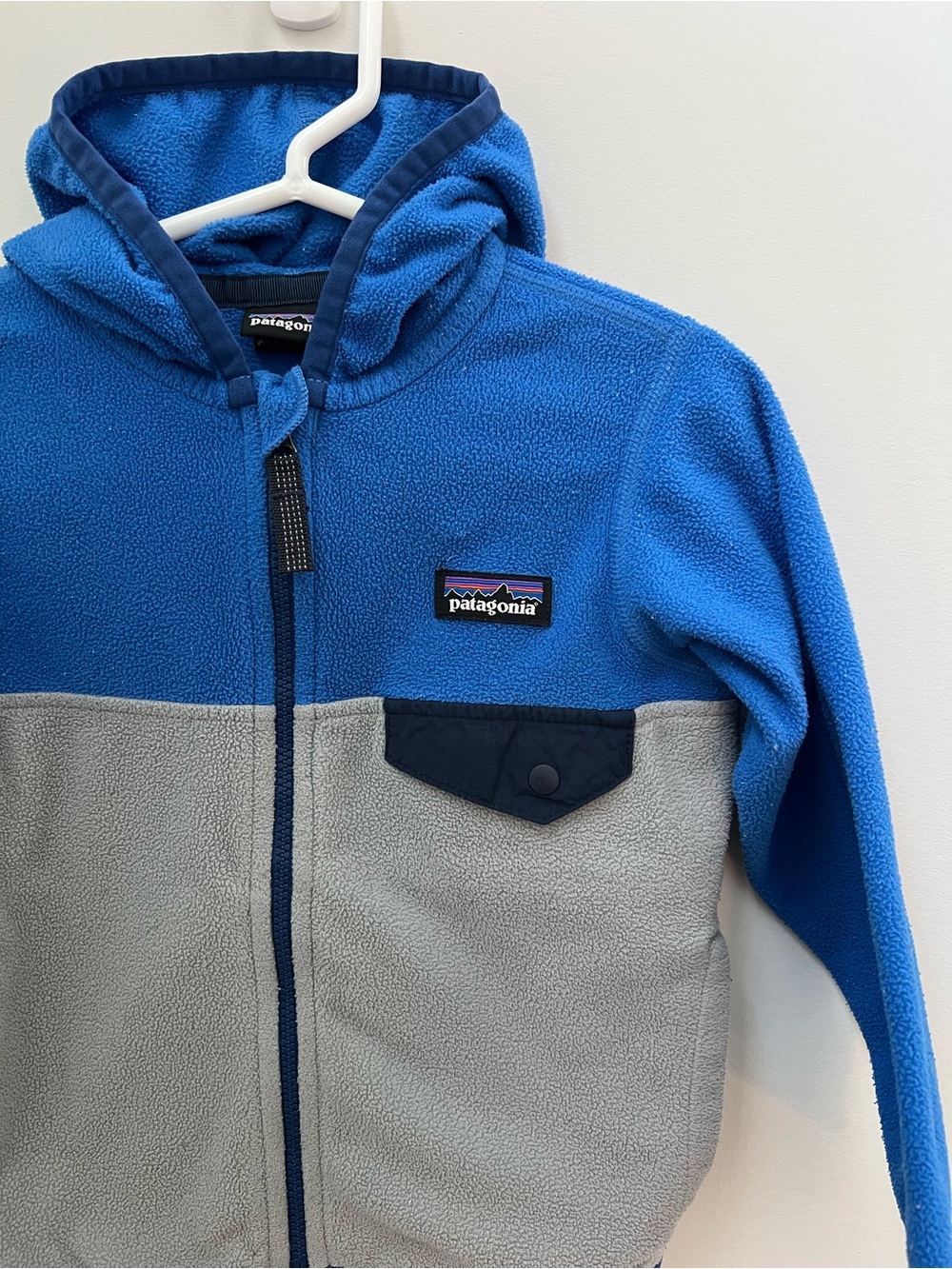 Patagonia Kids Blue & Gray Hooded Fleece Jacket